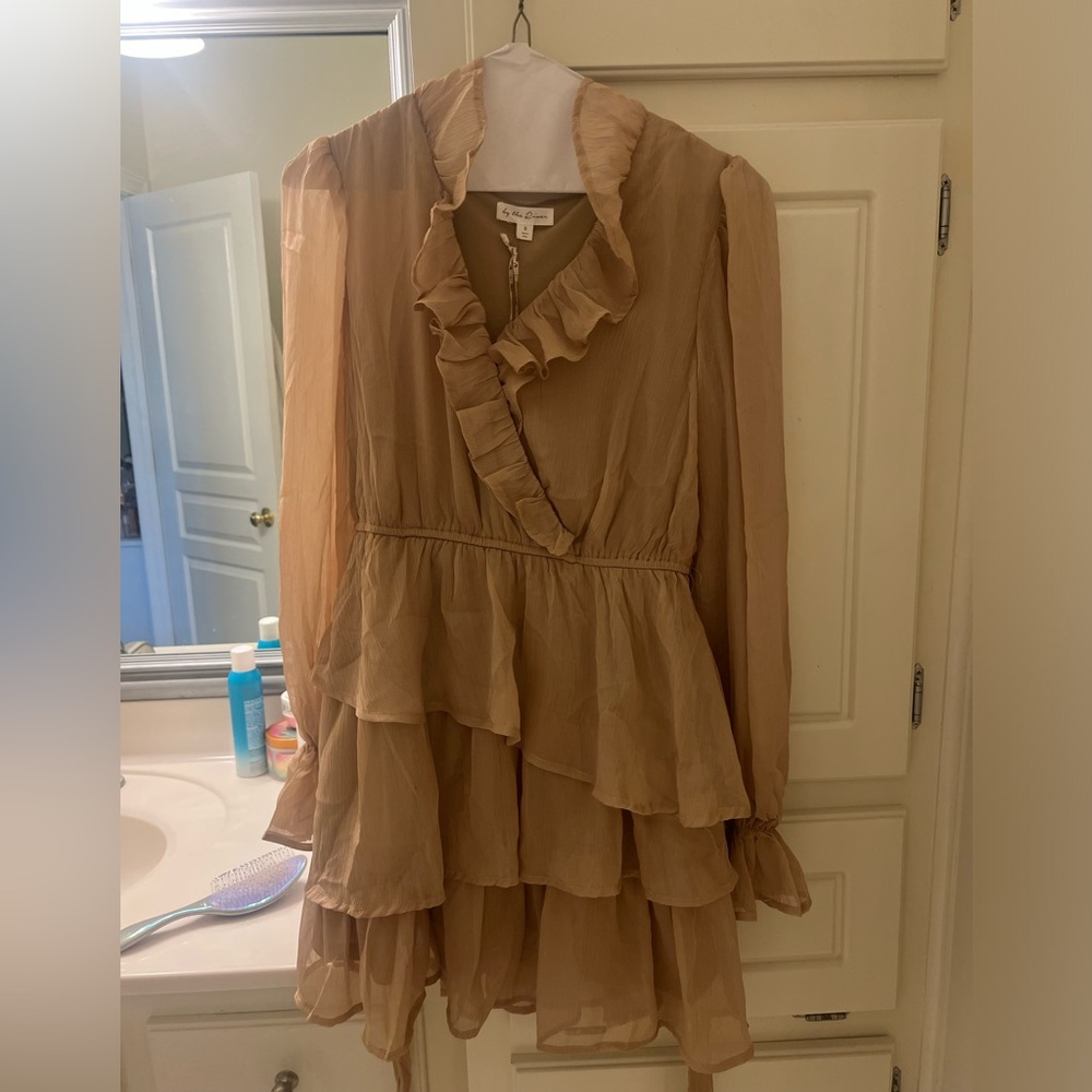 NWT Gold wrap ruffle dress!